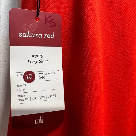 CAbi Sakura Red ALine Skirt. Size 10. NWT. - Picture 8 of 12